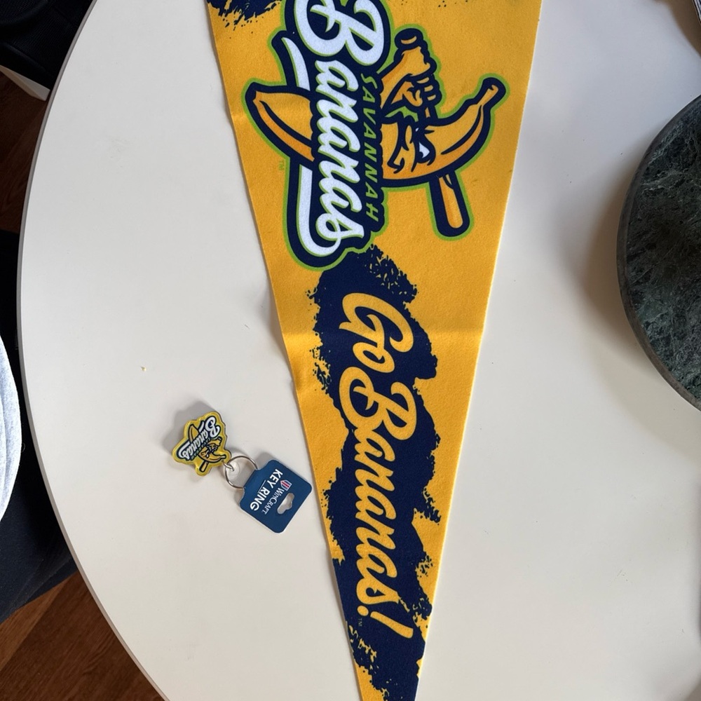 Savannah Bananas Yellow and Blue Pennant & keychain